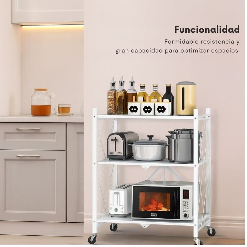 Estantería plegable con ruedas 3 estantes - Image 2