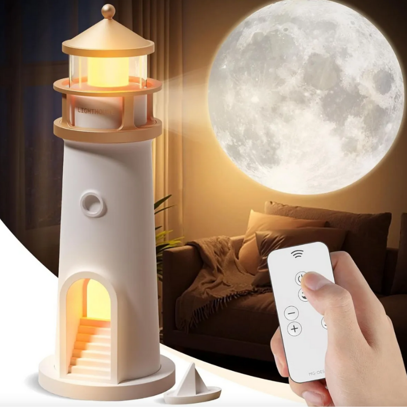 Faro Proyector de Luna – Luz Nocturna Recargable con Control Remoto
